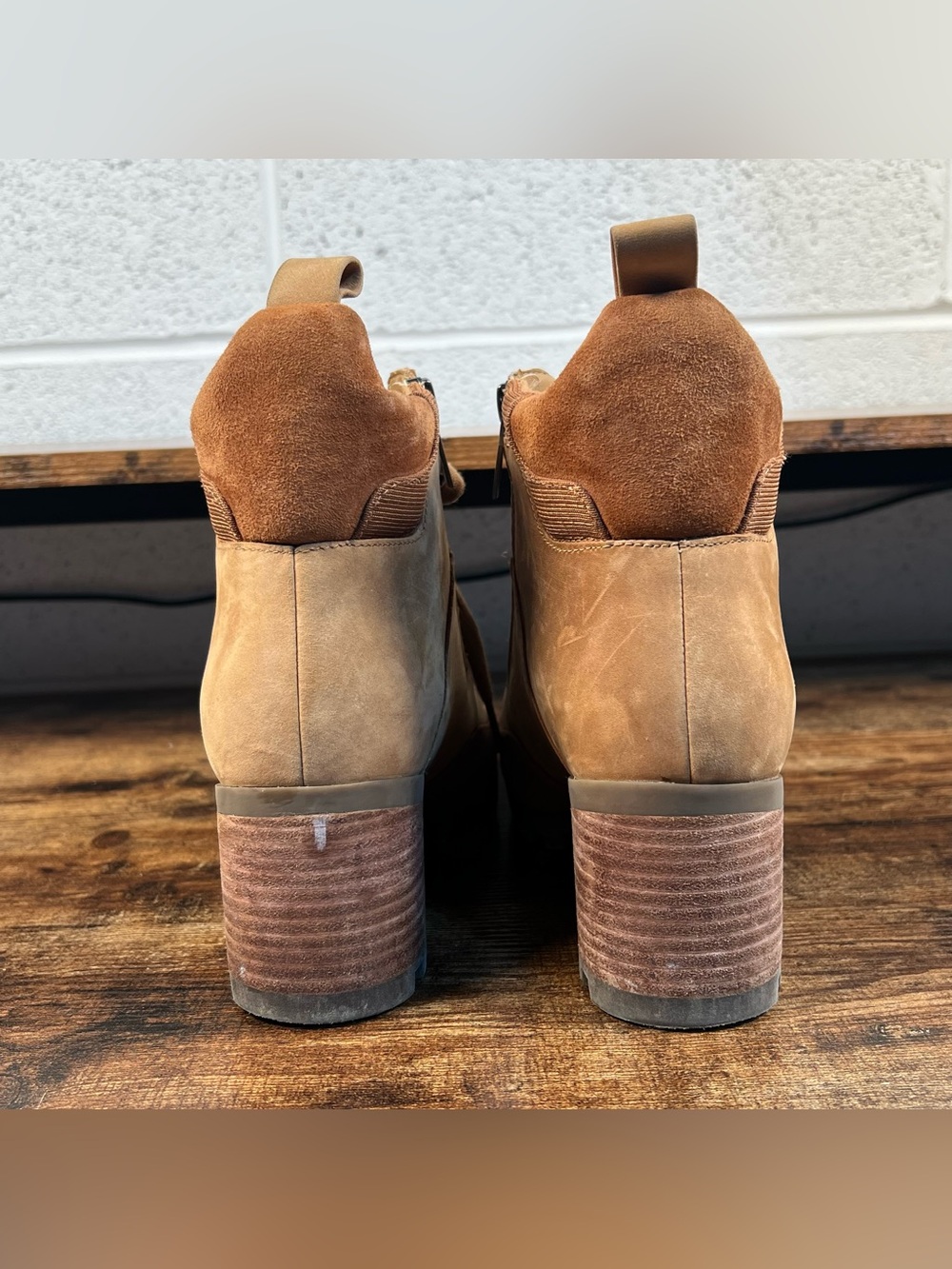 Vionic Spencer Boots Tan Chunky Waterproof Leather Hiker Combat Ankle Zip 8.5 - Picture 5 of 13
